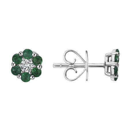 Náušnice s diamantom a smaragdmi Shiny Constellation