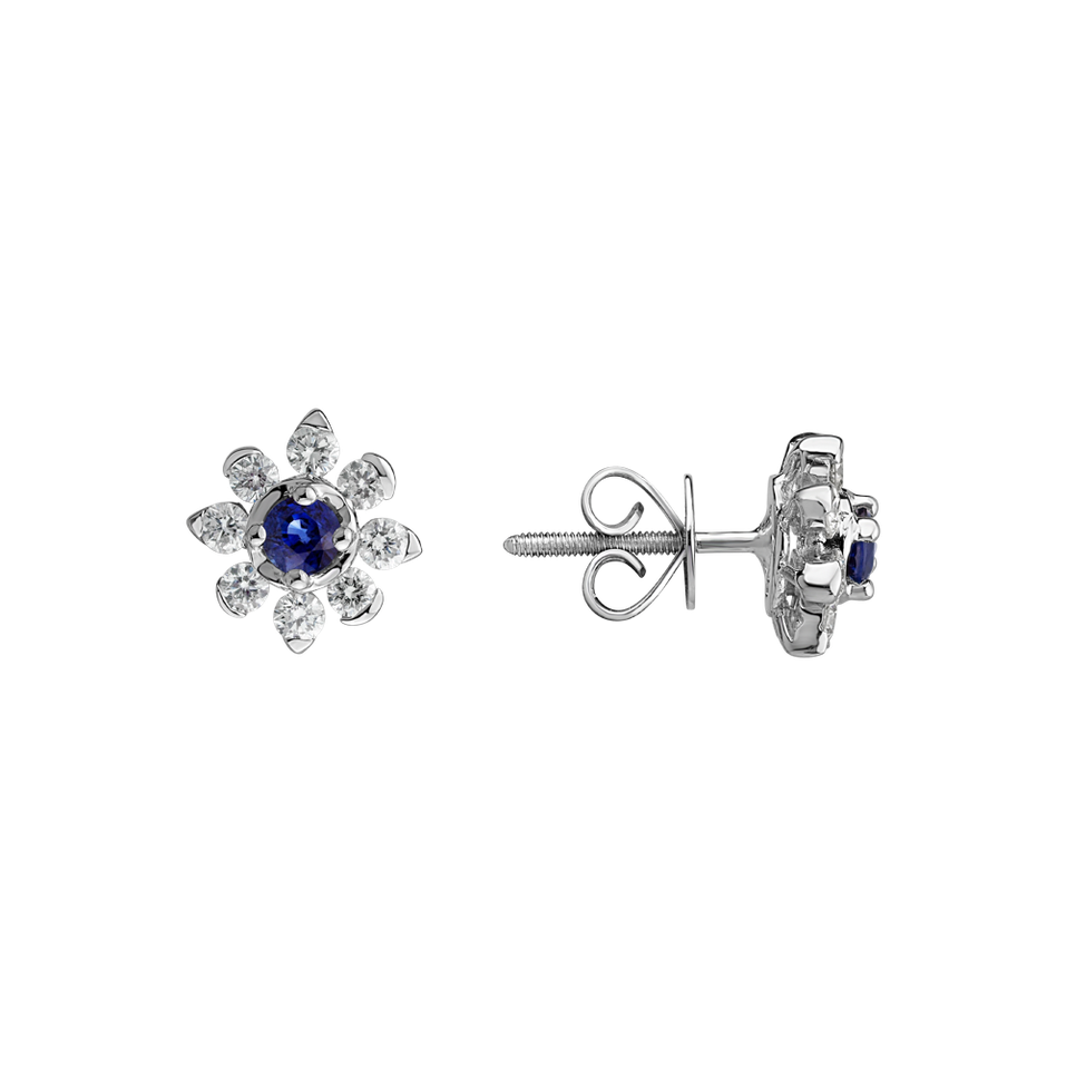 Náušnice s zafírom a diamantmi Frozen Sapphire