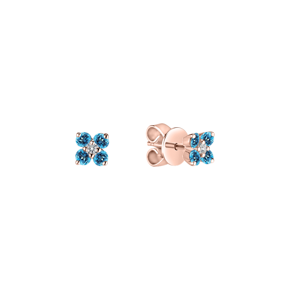 Náušnice s diamantom a topásmi swiss Divine Bloom