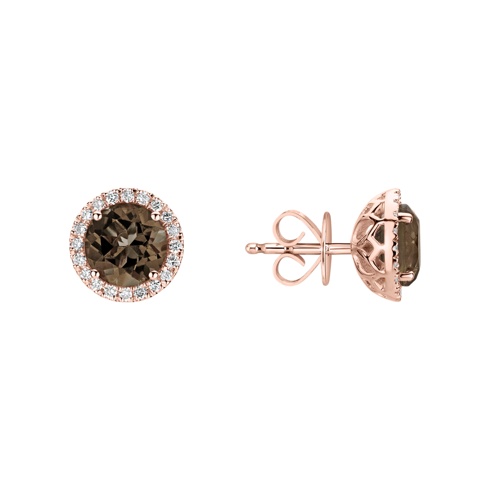 Náušnice s diamantmi a smoky quartzom Eternal Sunshine