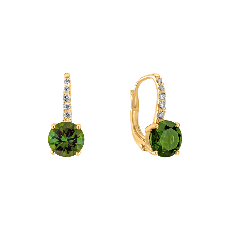 Náušnice s turmalínom a diamantmi Fairytale Gentility