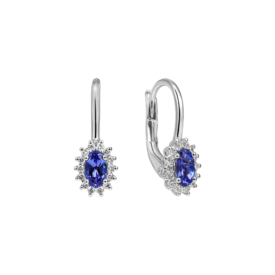 Náušnice s tanzanitom a diamantmi Princess Sparkle
