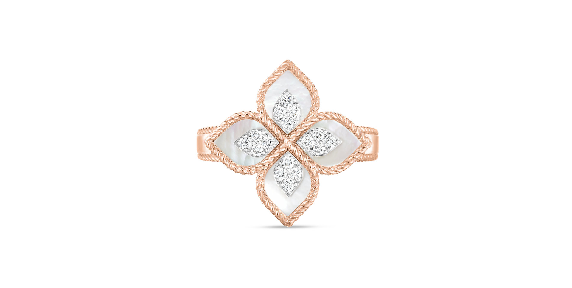 Prsteň s diamantmi a perleťou Princess Flower