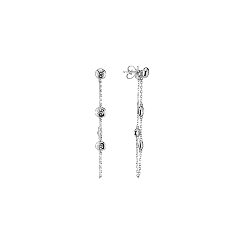 Náušnice 14kt biele zlato s diamantom Náušnice s briliantmi Drops Waterfall