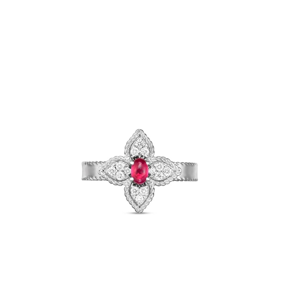 Prsteň s diamantmi a rubínom Princess Flower