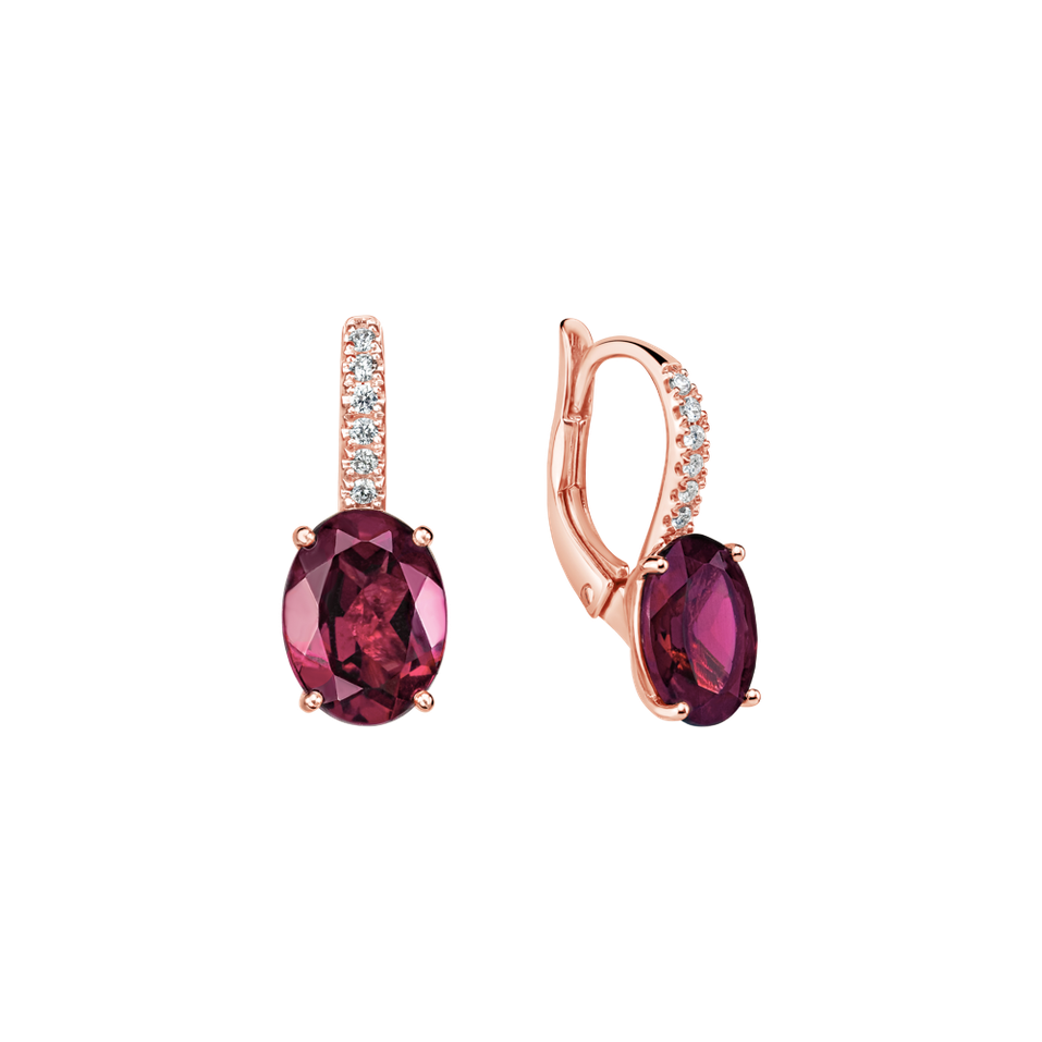 Náušnice s diamantmi a rhodolitom purple Iris Elegance