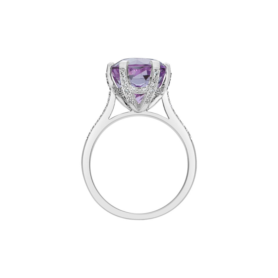 Prsteň s diamantmi a kunzitom Buddy