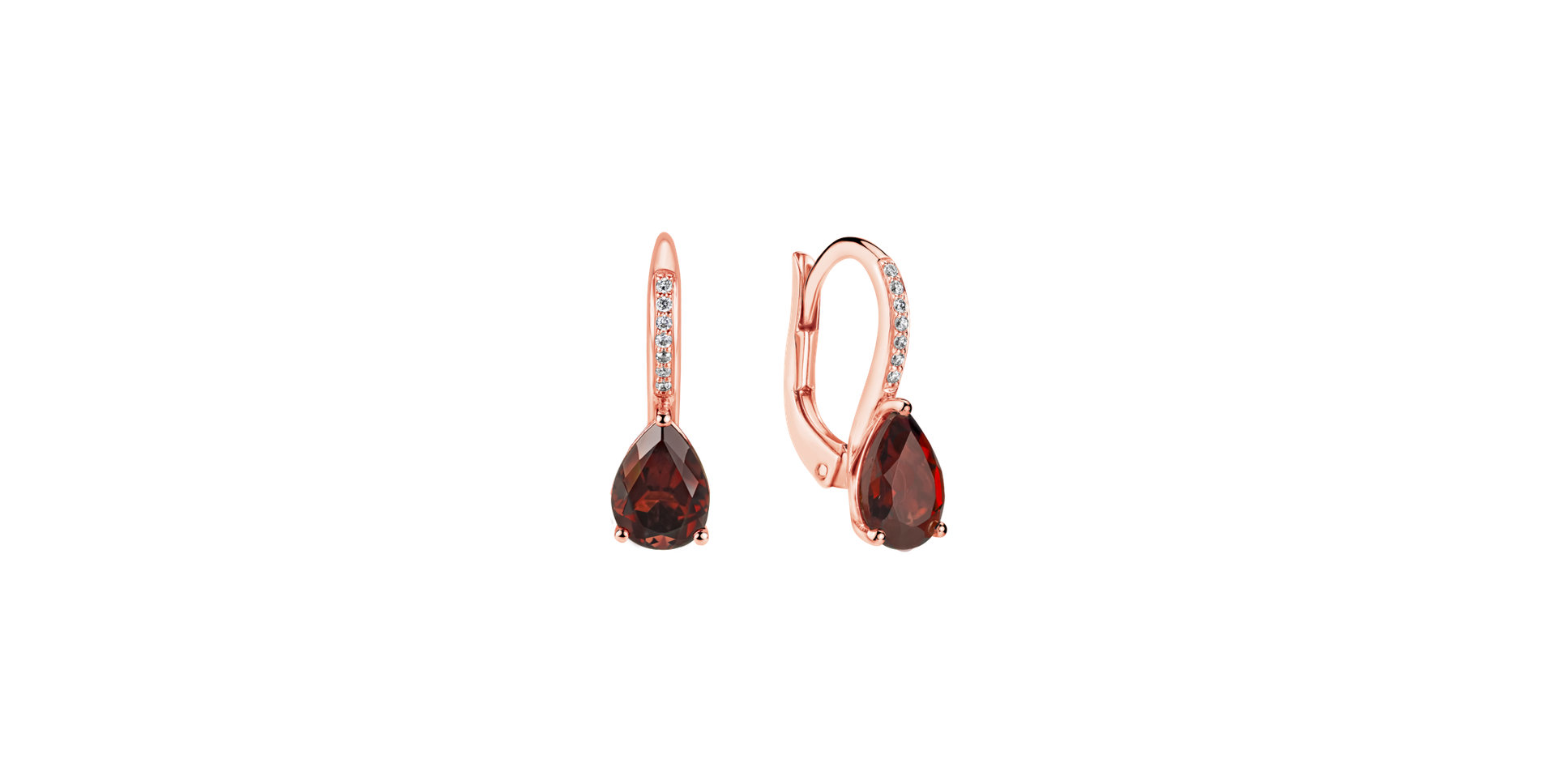 Diamond earrings with Garnet Tearfall