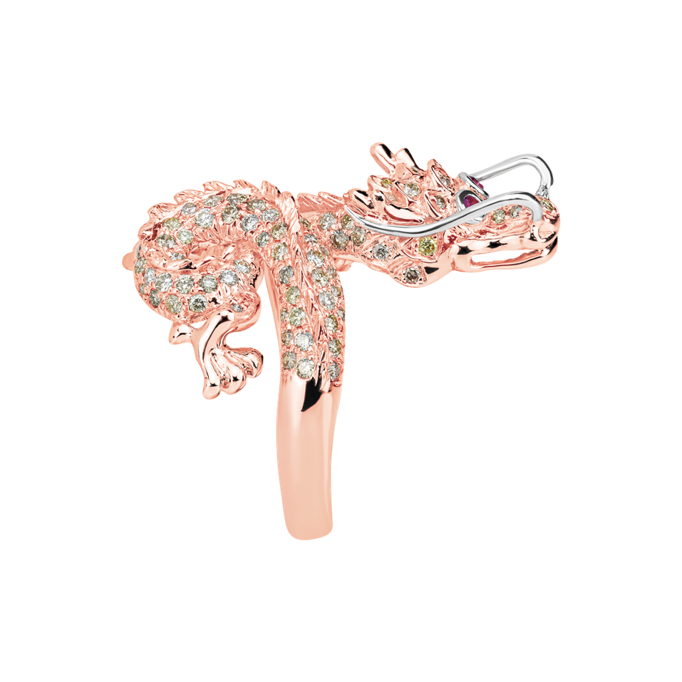 Prsteň s diamantmi a rubíny Dragon Dynasty