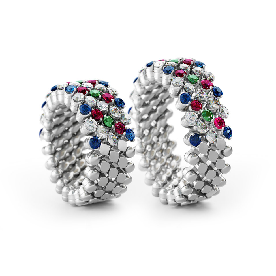 Prsteň s diamantmi a drahými kameňmi Brevetto