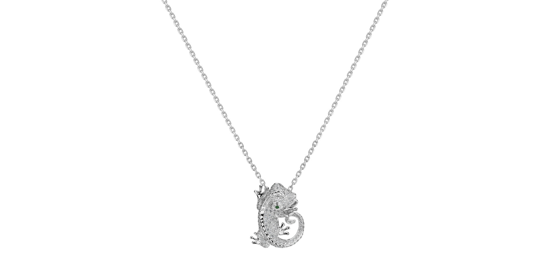 Brošňa a prívesok s diamantmi a smaragdami Chameleon