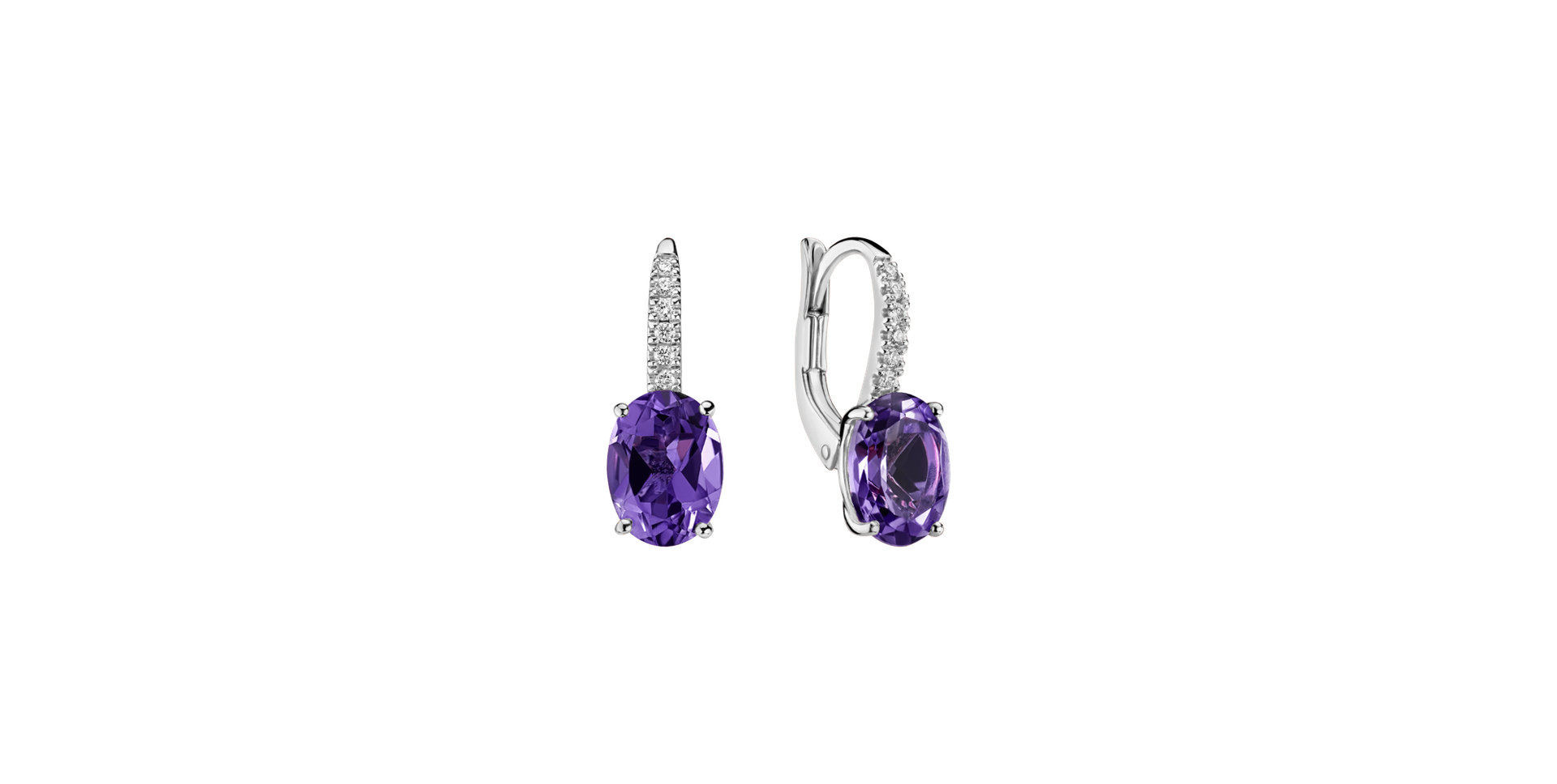 Náušnice s diamantmi a ametystom Iris Elegance