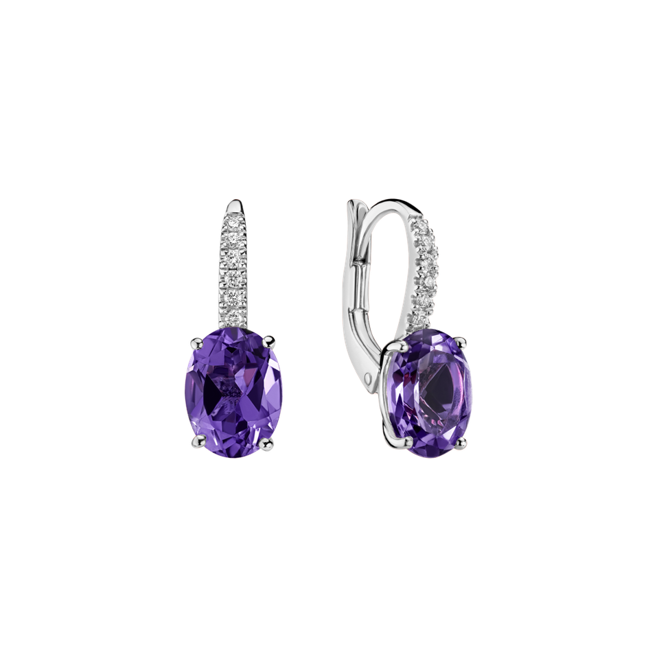 Náušnice s diamantmi a ametystom Iris Elegance