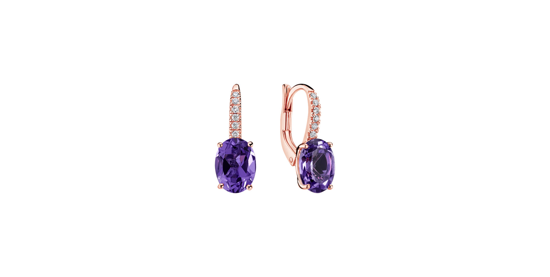 Náušnice s diamantmi a ametystom Iris Elegance