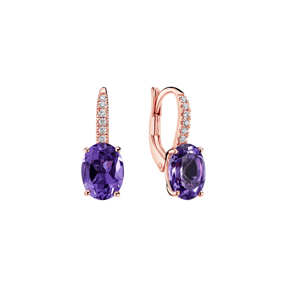 Náušnice s diamantmi a ametystom Iris Elegance