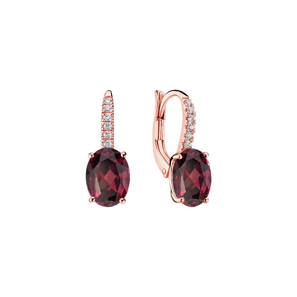 Náušnice s diamantmi a rhodolitom Niké Elegance