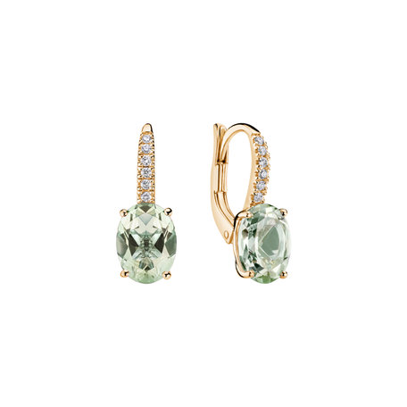Náušnice s diamantmi a ametystom Niké Elegance