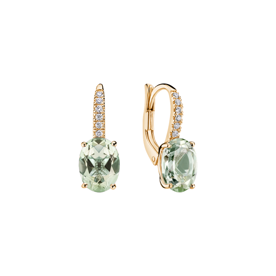 Náušnice s diamantmi a ametystom Niké Elegance