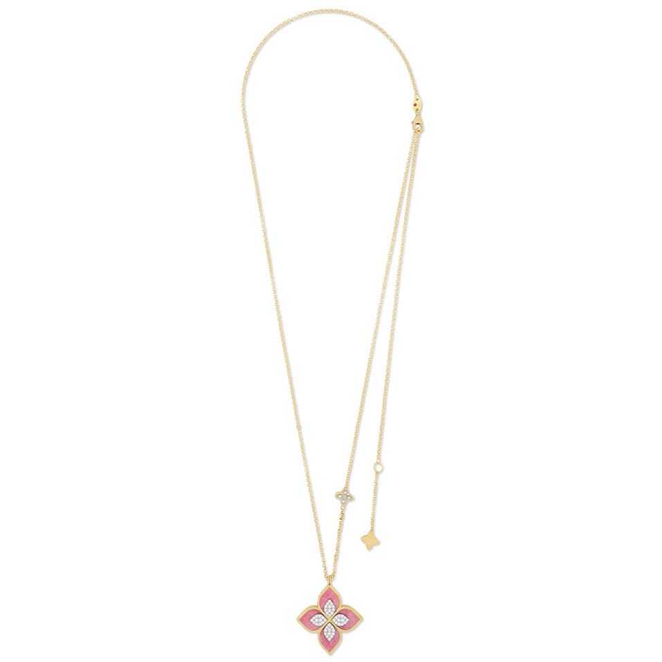 Náhrdelník s diamantmi a rhodolitom Princess Flower