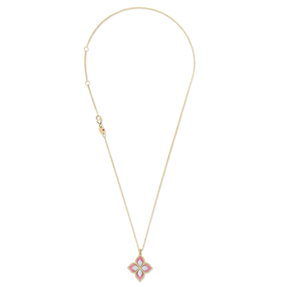 Náhrdelník s diamantmi a rhodolitom Princess Flower