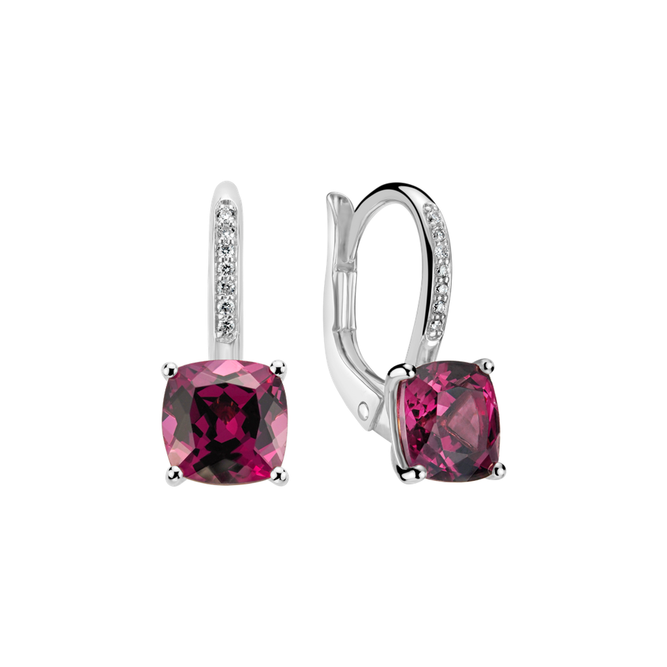 Náušnice s diamantmi a rhodolitom Calliope