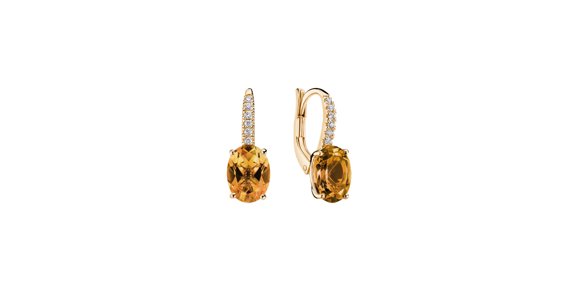 Náušnice s diamantmi a citrínom Iris Elegance