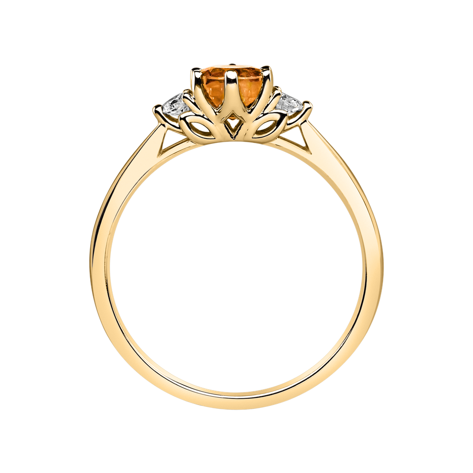 Prsteň s diamantmi a citrínom Midnight Serenity
