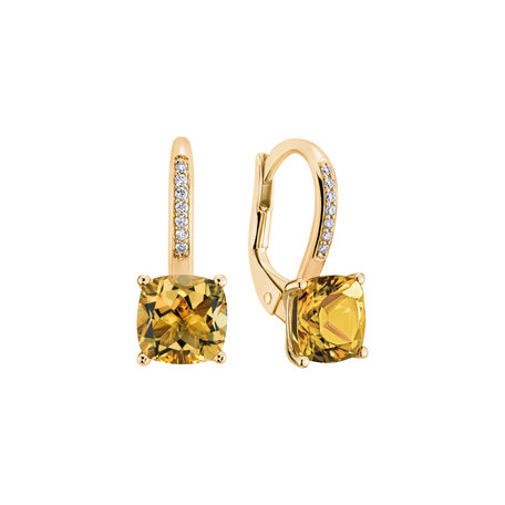 Náušnice s diamantmi a citrínom Calypso