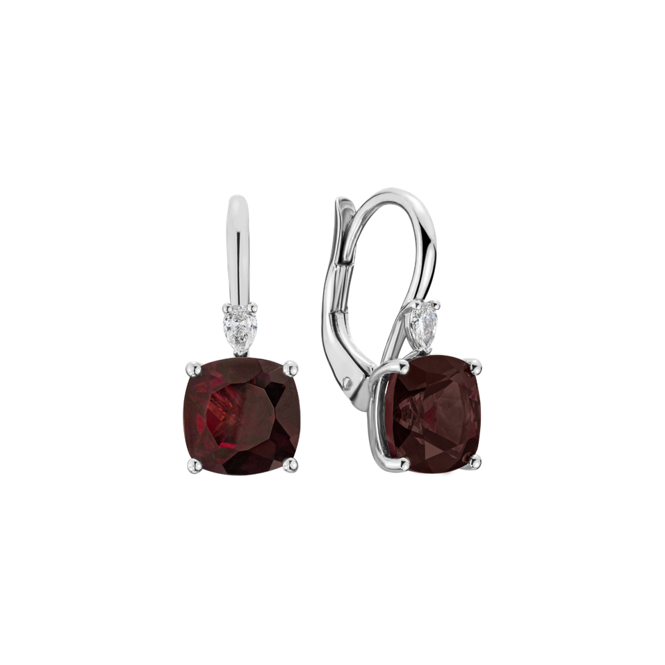 Náušnice s diamantom a rhodolitom Mirabel