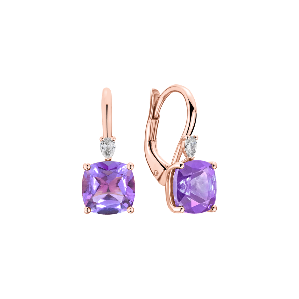Náušnice s diamantom a ametystom Mirabel