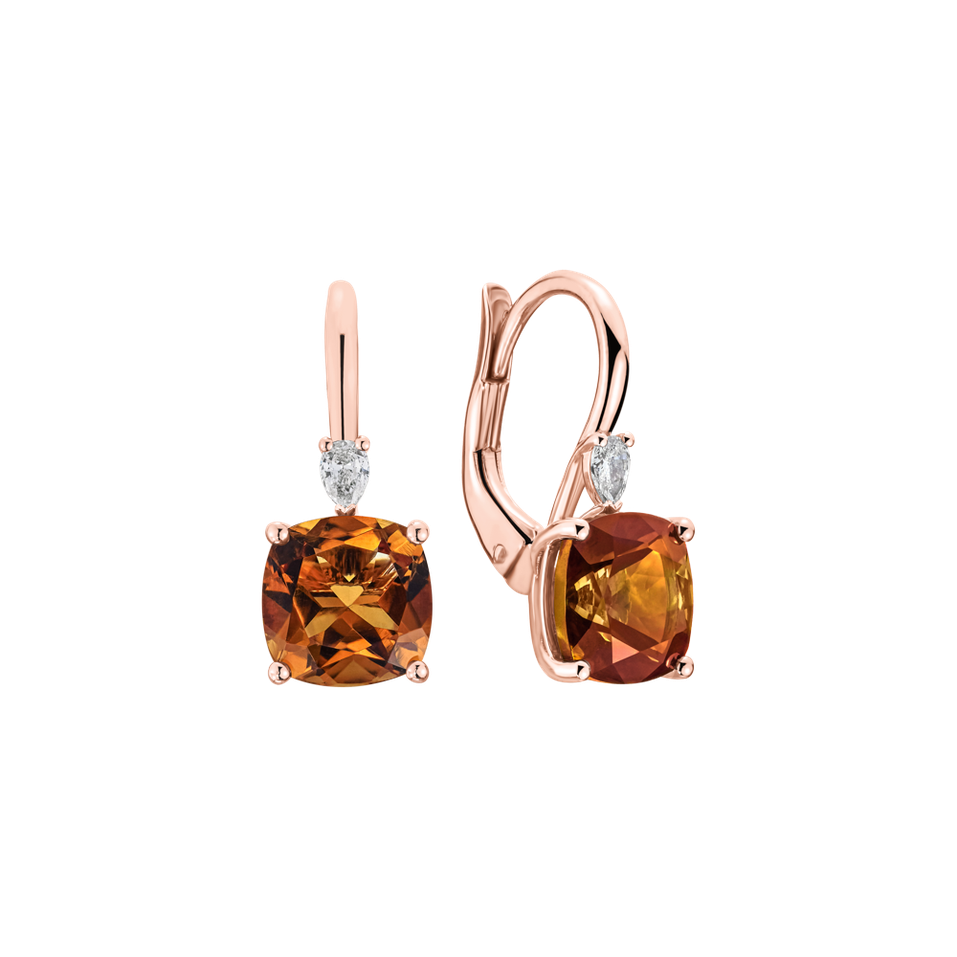 Náušnice s diamantom a citrínom Mirabel