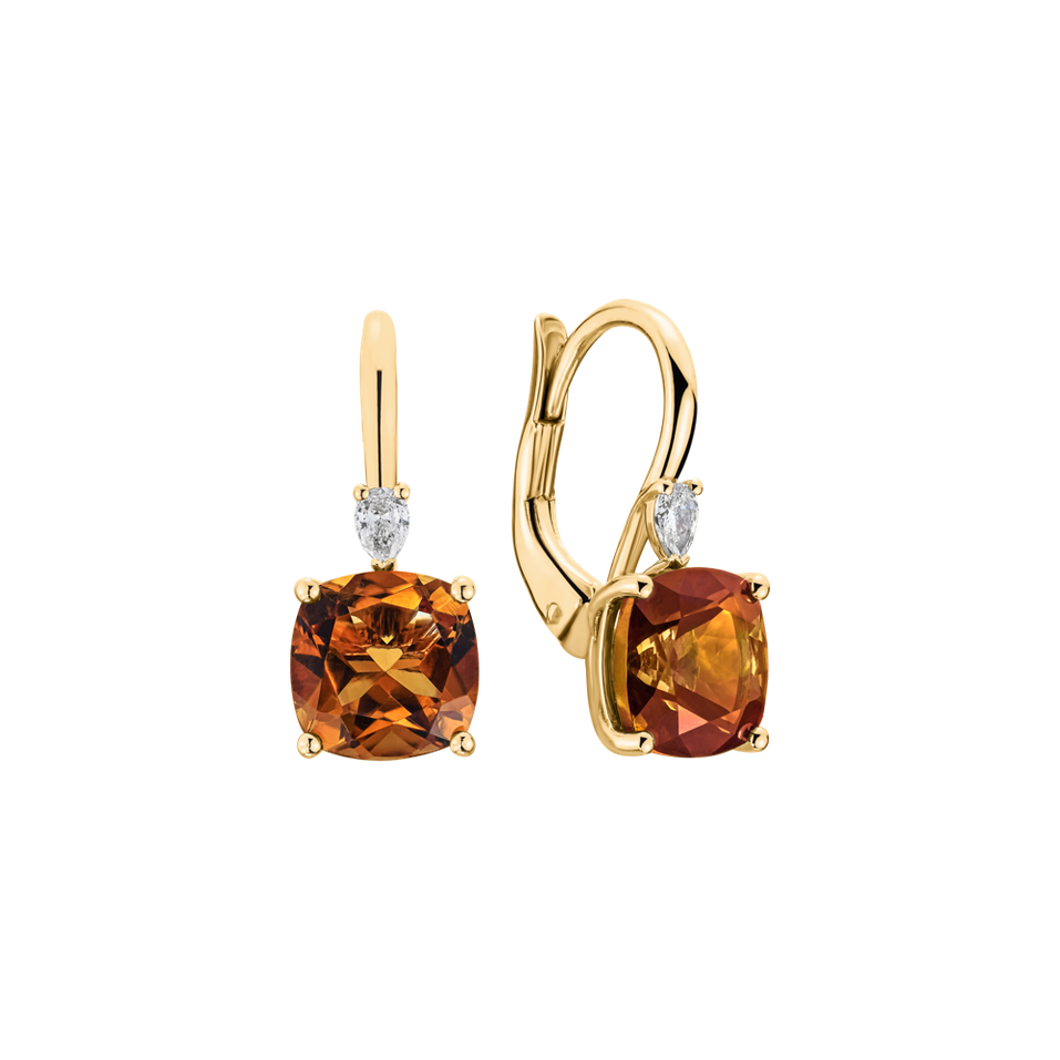 Náušnice s diamantom a citrínom Mirabel
