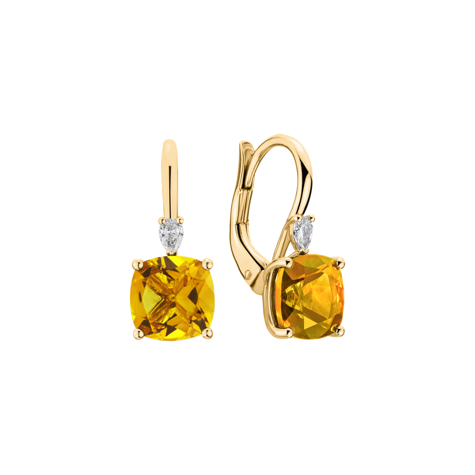 Náušnice s diamantom a citrínom Mirabel