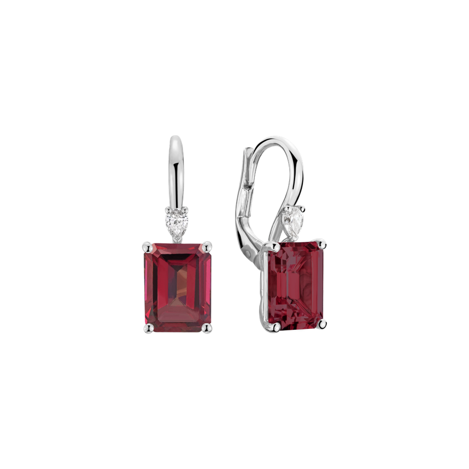Náušnice s diamantom a rhodolitom Royal Anne