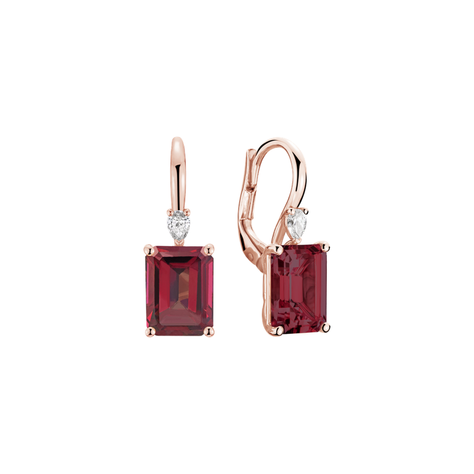 Náušnice s diamantom a rhodolitom Royal Anne