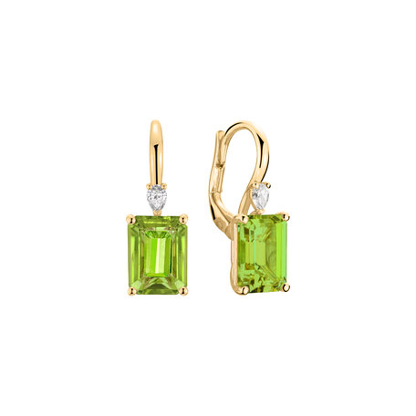 Náušnice s diamantom a peridotom Royal Anne