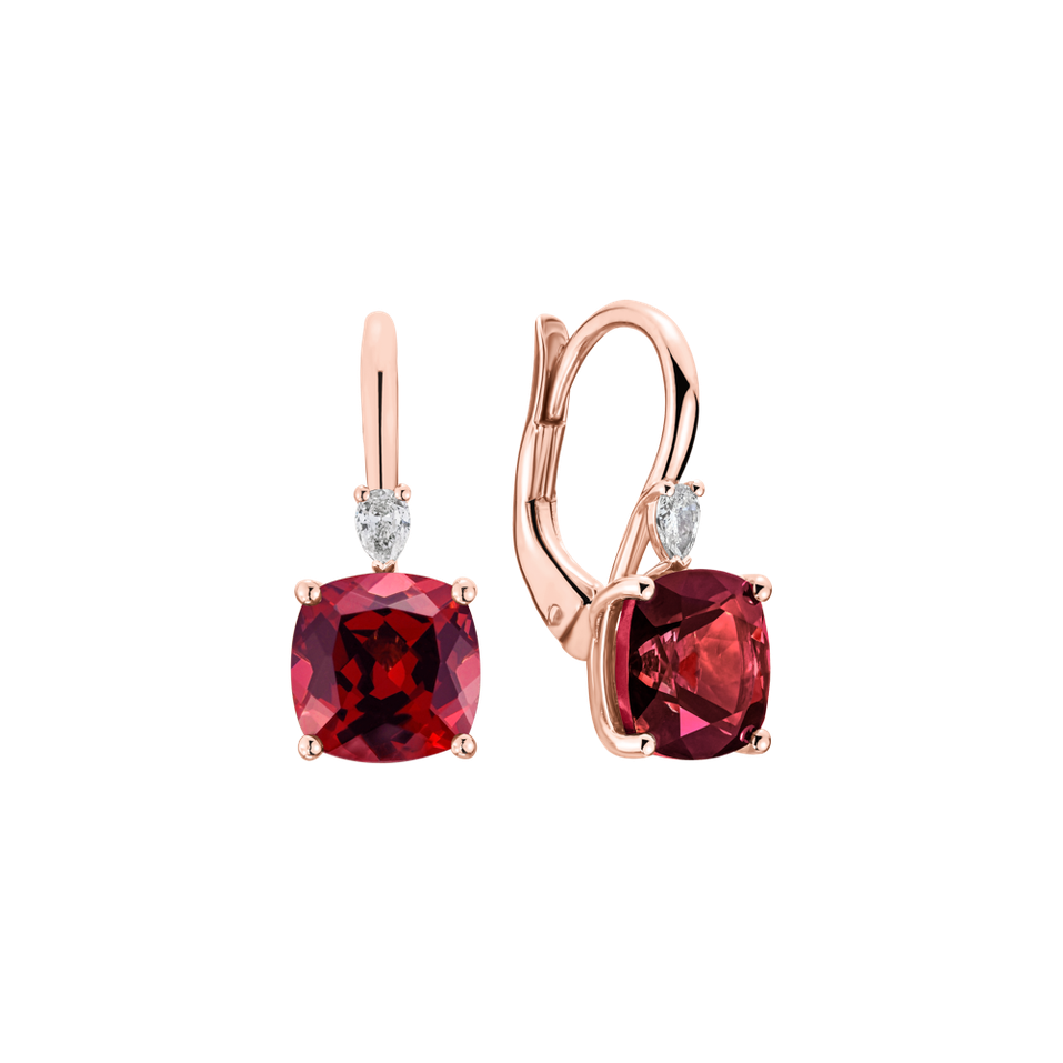 Náušnice s diamantom a rubínom Cassian