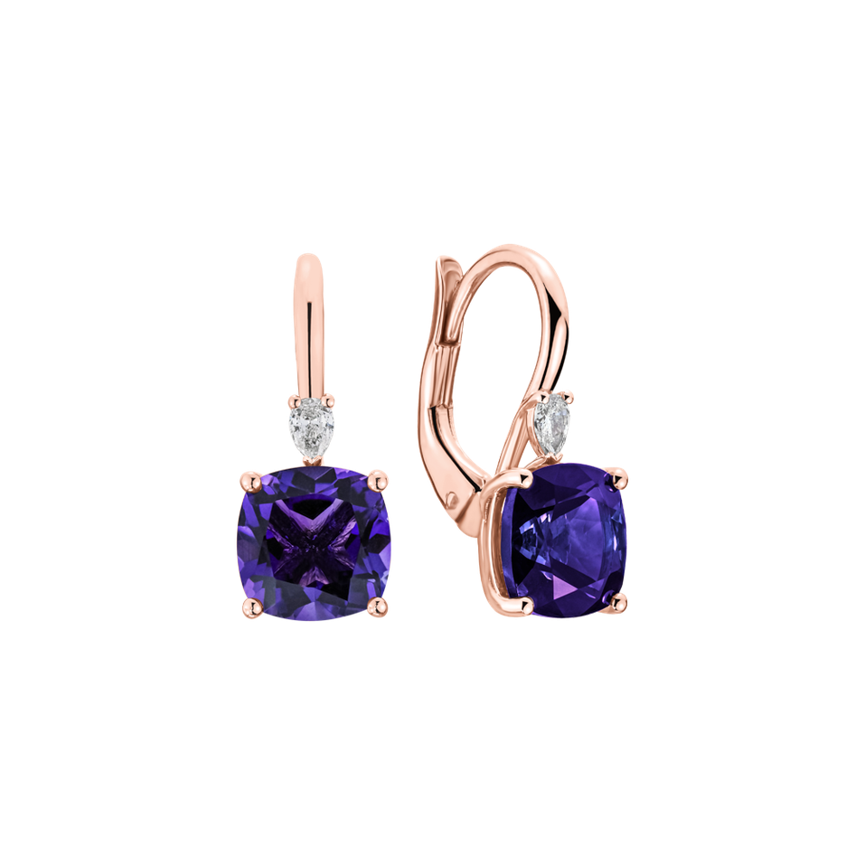 Náušnice s diamantom a ametystom Cassian