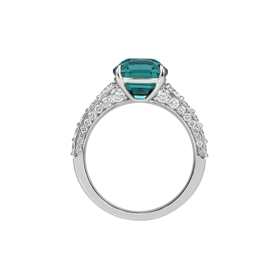 Prsteň s diamantmi a turmalínom Seafoam Spark