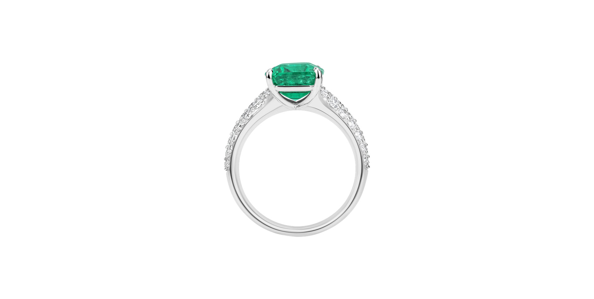 Prsteň s diamantmi a smaragdom Diamond Whisper