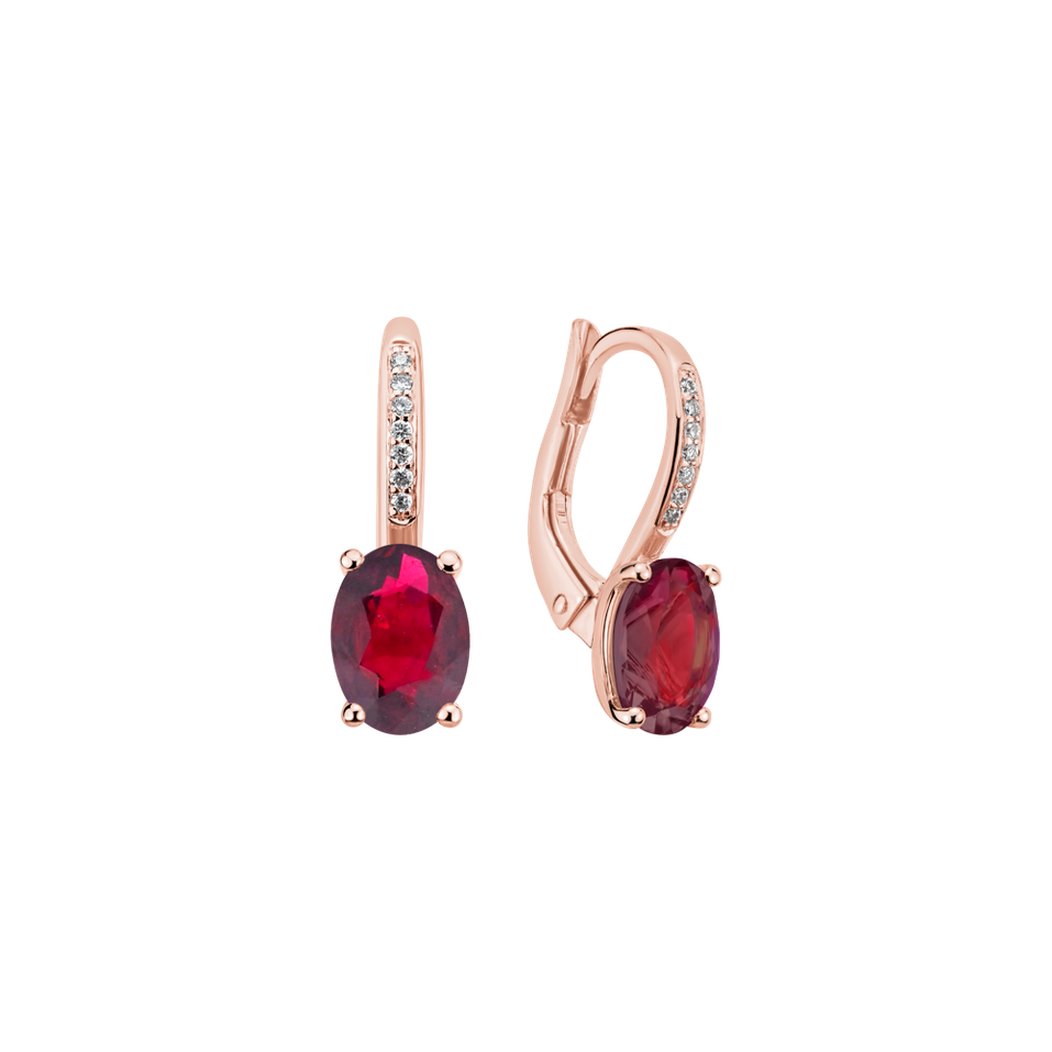 Náušnice s diamantmi a rubínom Lucrezia