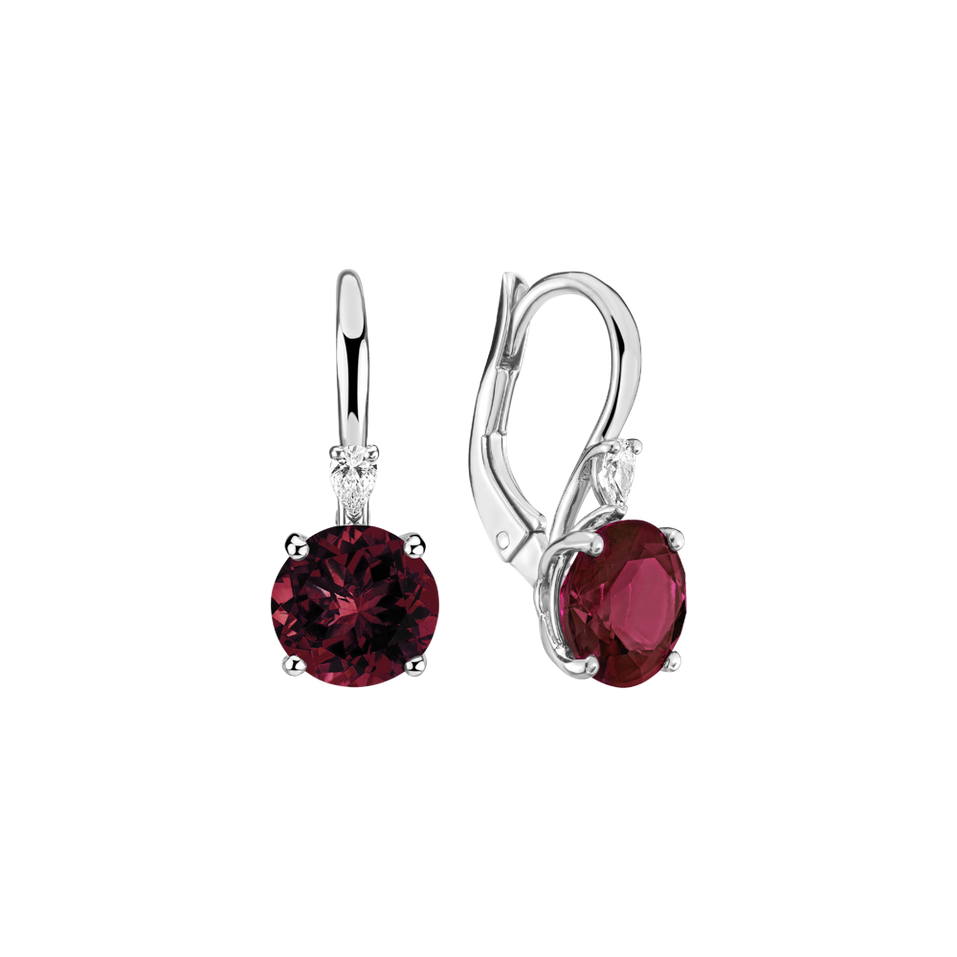 Náušnice s diamantom a rhodolitom Mariella