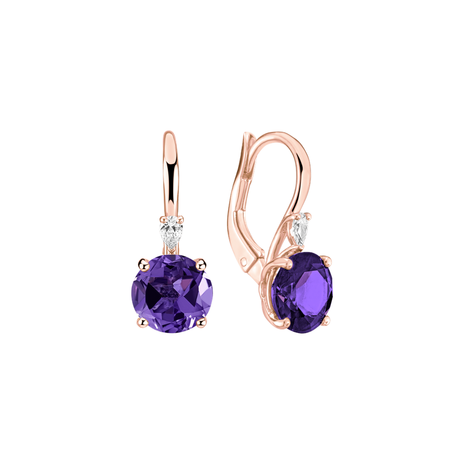 Náušnice s diamantom a ametystom Noctir