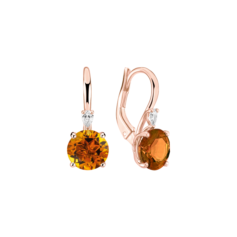 Náušnice s diamantom a citrínom Noctir