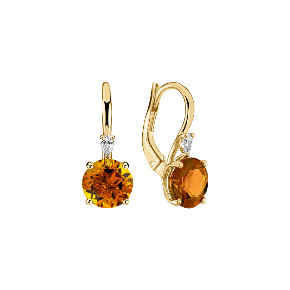 Náušnice s diamantom a citrínom Mariella