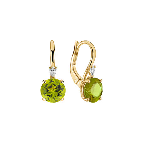 Náušnice s diamantom a peridotom Mariella