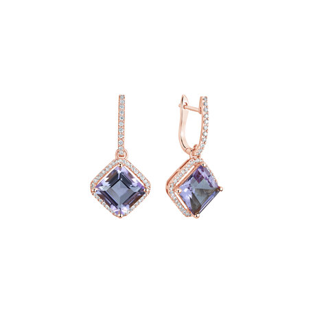 Náušnice s diamantmi a ametystom Starlight Cascade