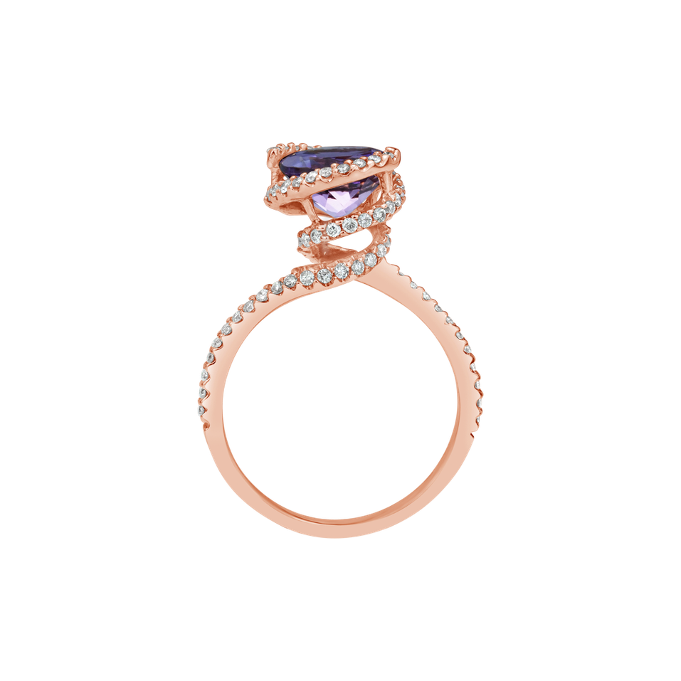 Prsteň s diamantmi a ametystom Spira Magica