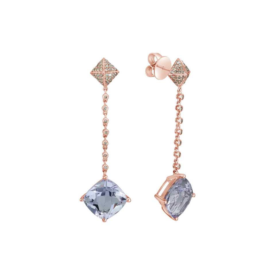 Náušnice s diamantmi a ametystom Fairy Chain