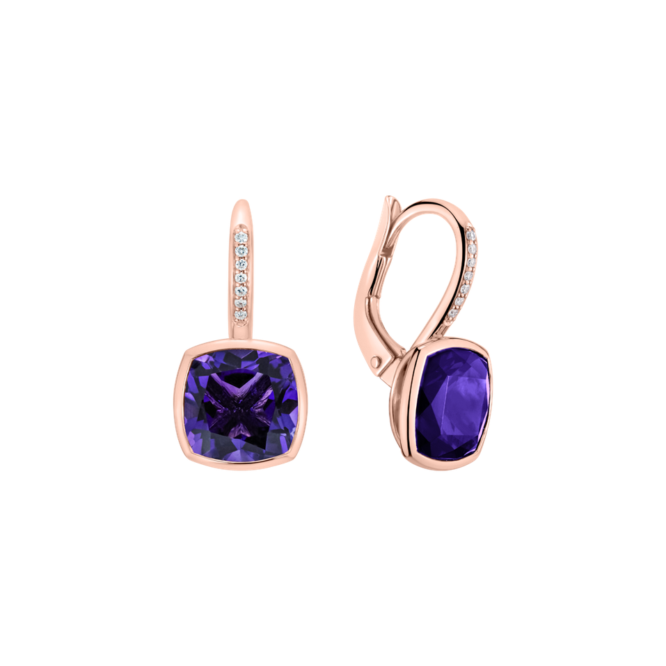 Náušnice s diamantmi a ametystom Carelia